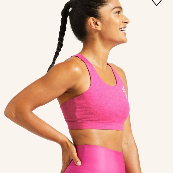 🎄🎁Peloton New Heathered Strappy Bra Pink Women’s M Sports Bra - Picture 2 of 10